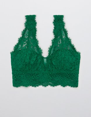 Aerie Bralette relleno con encaje Eyelash y escote profundo