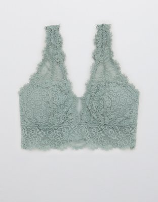 Aerie Eyelash Lace Padded Plunge Bralette