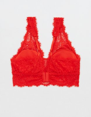 Aerie Eyelash Lace Padded Plunge Bralette