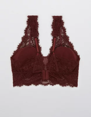 Aerie Eyelash Lace Padded Plunge Bralette
