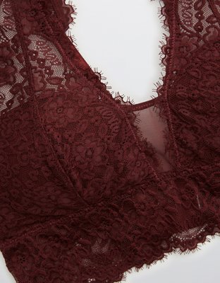 Aerie Eyelash Lace Padded Plunge Bralette