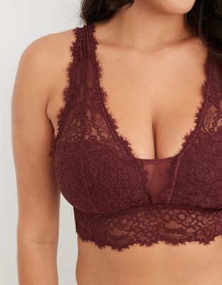 Aerie Eyelash Lace Padded Plunge Bralette