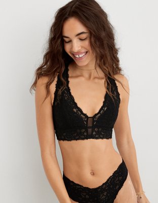 aerie Ribbed Eyelash Lace Trim Longline Bralette - ShopStyle Bras