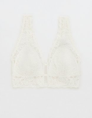 MabelWhite Mesh Cropped Underwired Bralette With Lace Trim