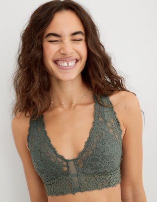 Aerie Eyelash Lace Padded Plunge Bralette