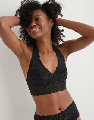 Lace Halter Bralette in Black