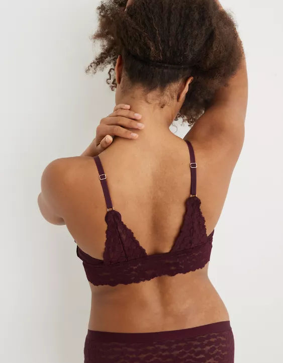 Aerie Animal Lace Padded Plunge Bralette