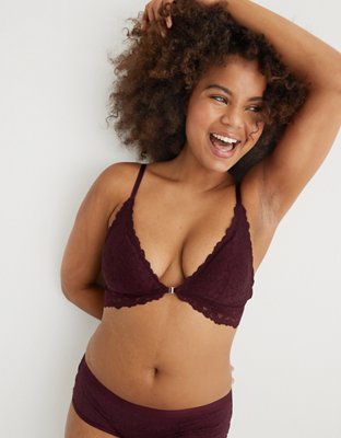 Aerie bralette and brief set in red plum