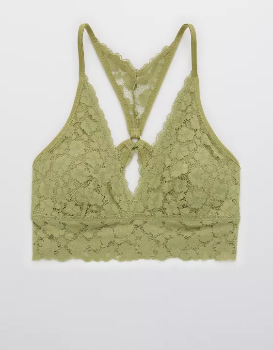 Aerie Wild Side Lace Padded Plunge Bralette
