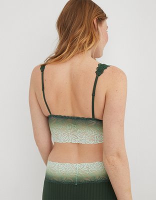 Aerie Bluegrass Lace Padded Plunge Bralette