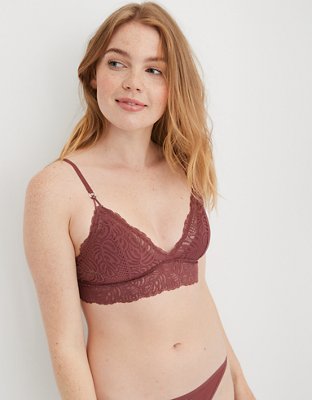 Aerie: Slumber Party Lace Triangle Bralette Supportive Raw Sienna Size XXL  (NWT)