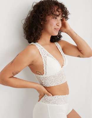 Aerie Ribbed Firework Lace Longline Bralette