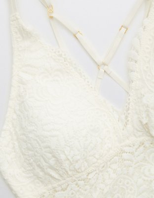 Aerie Far Out Lace Strappy Padded Plunge Bralette
