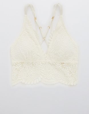 Aerie Far Out Lace Strappy Padded Plunge Bralette