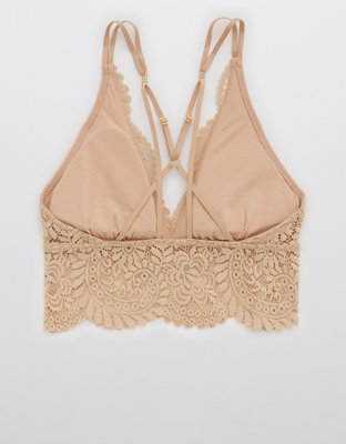 Aerie Far Out Lace Strappy Padded Plunge Bralette