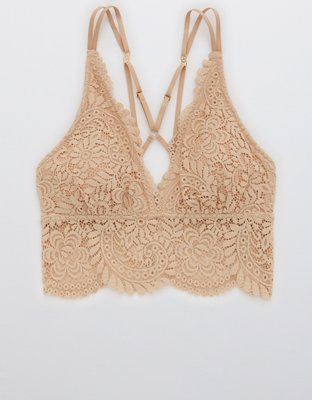 Aerie Far Out Lace Strappy Padded Plunge Bralette