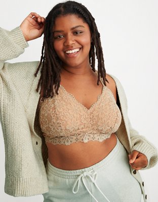 Aerie Snowday Lace Padded Triangle Bralette