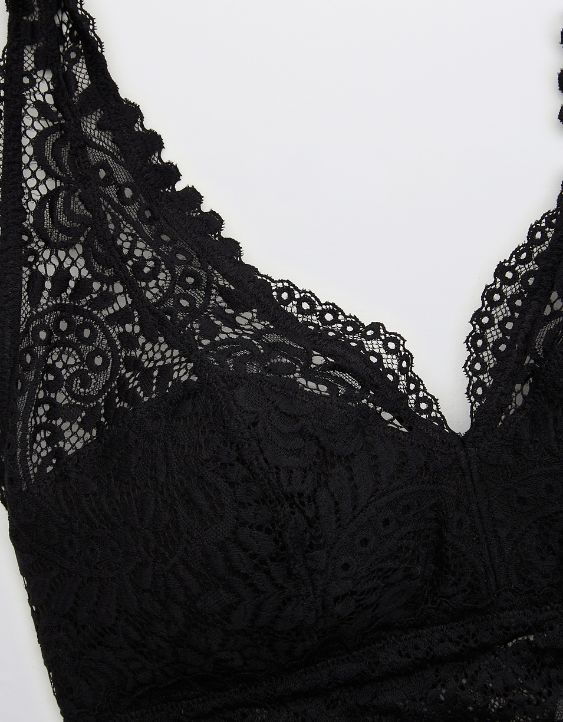 Aerie Far Out Lace Padded Halter Bralette