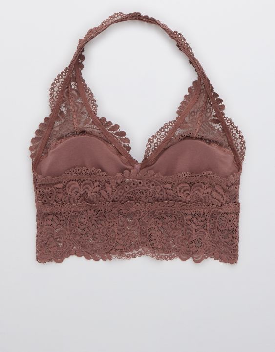 Aerie Far Out Lace Padded Halter Bralette