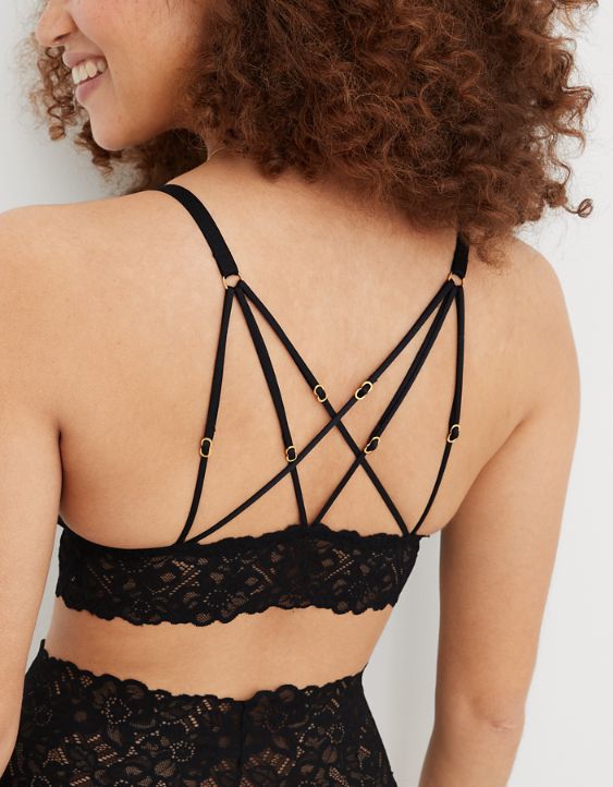 Aerie Tinsel Lace Padded Plunge Bralette