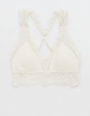 Aerie Snow Angel Lace Padded Bralette