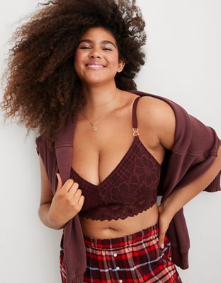 Aerie Snow Angel Lace Padded Bralette