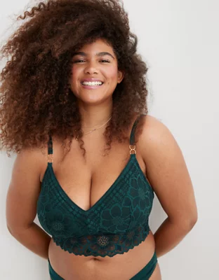 Aerie Snow Angel Lace Padded Bralette
