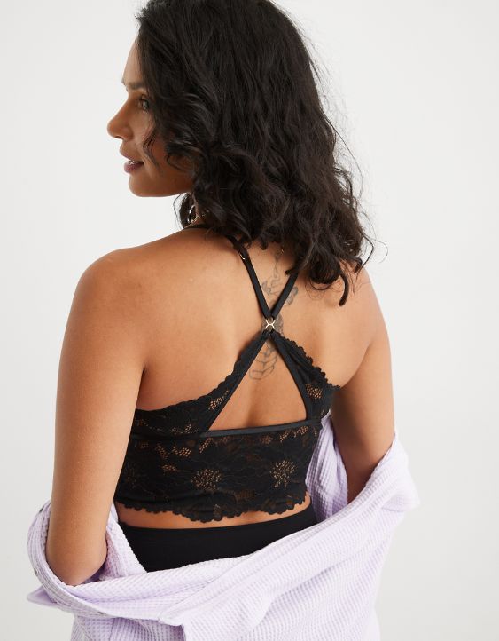 Aerie Midnight Lace Padded Longline Bralette