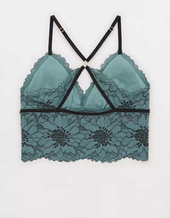 Aerie Midnight Lace Padded Longline Bralette
