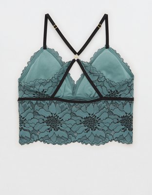 Aerie Midnight Lace Padded Longline Bralette