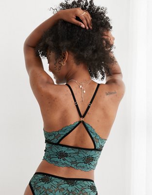 Aerie Midnight Lace Padded Longline Bralette