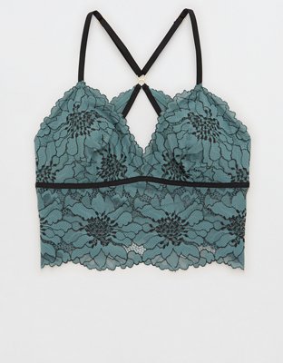 Aerie Midnight Lace Padded Longline Bralette