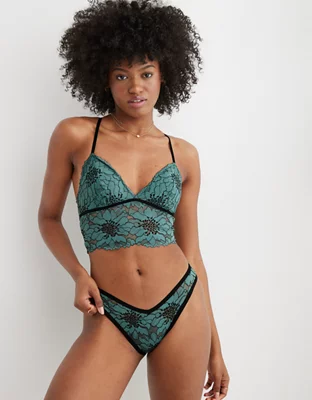 Aerie Midnight Lace Padded Longline Bralette