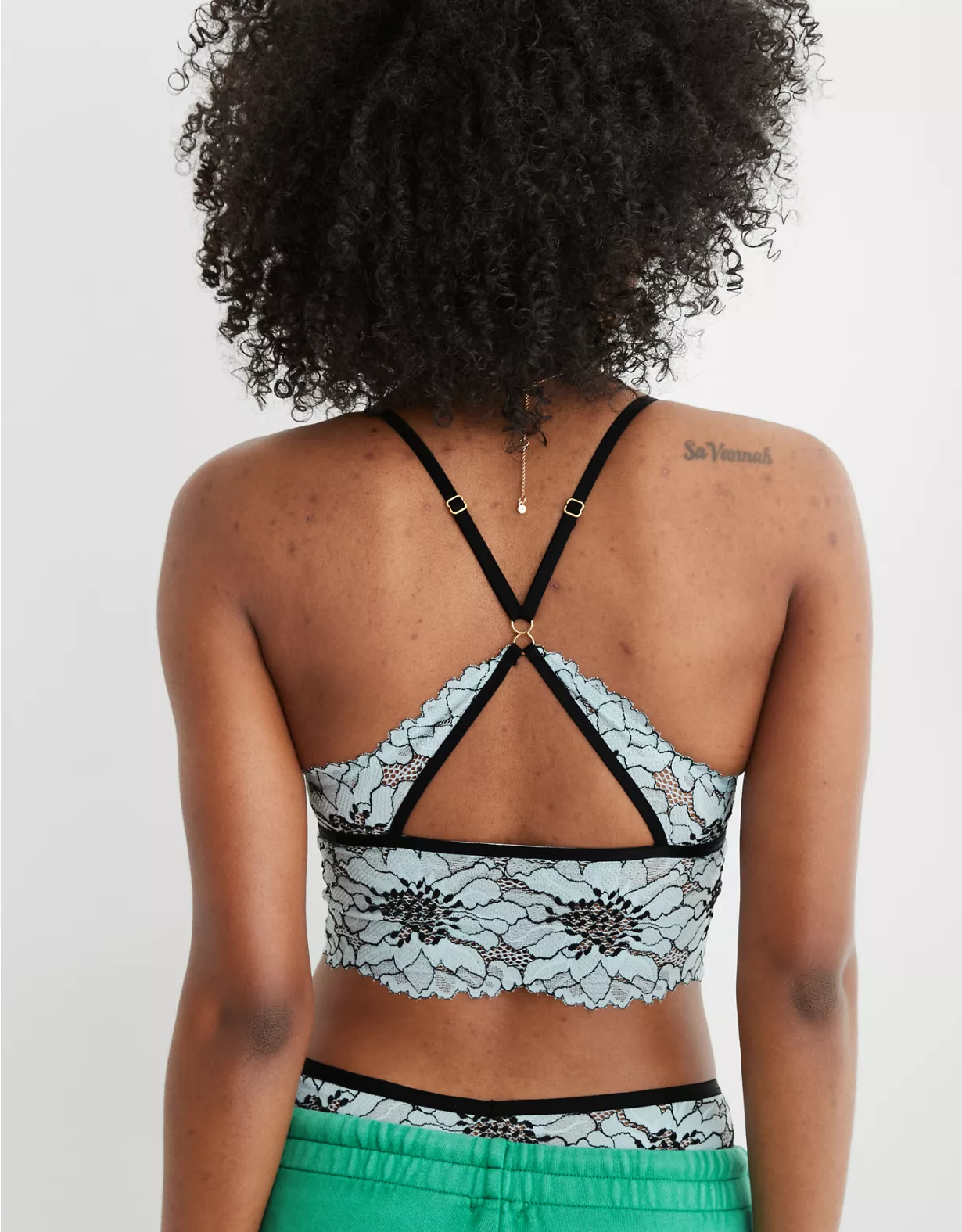 Aerie Midnight Lace Padded Longline Bralette