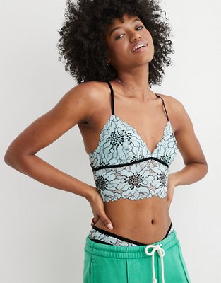 Aerie Midnight Lace Padded Longline Bralette