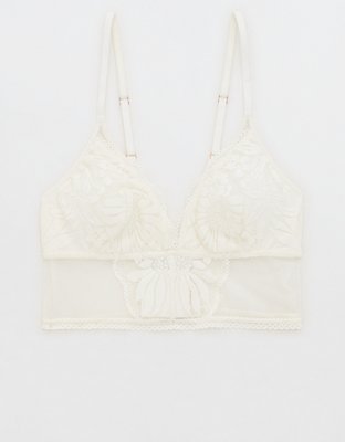 Astrid Jersey Bralette with Lace S M 2XL, White / Mist