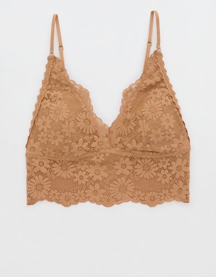 Parallel Lines Bralette In Faux Leather With Lace Trim