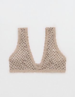 Show Off Flocked Vintage Lace Plunge Bralette