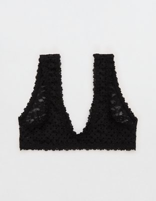 Soutien-gorge léger plongeant en dentelle rétro floquée Plein la vue