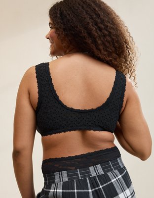 Soutien-gorge léger plongeant en dentelle rétro floquée Plein la vue