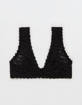 Show Off Flocked Vintage Lace Plunge Bralette