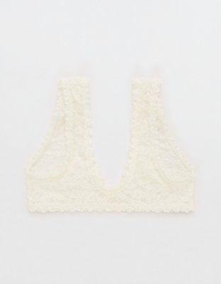 Show Off Flocked Vintage Lace Plunge Bralette