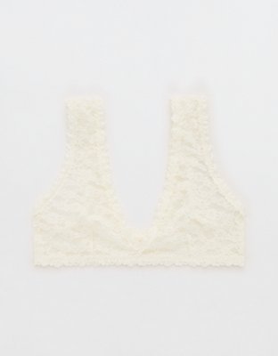 Show Off Flocked Vintage Lace Plunge Bralette