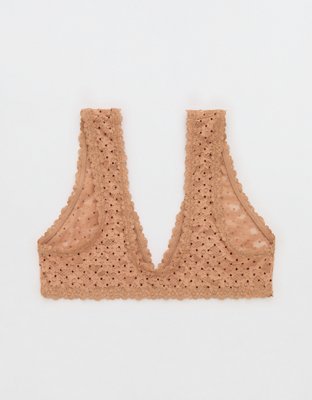 Soutien-gorge léger plongeant en dentelle rétro floquée Plein la vue