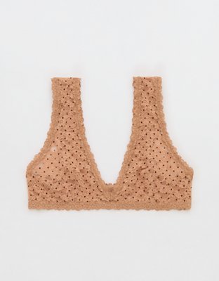 Soutien-gorge léger plongeant en dentelle rétro floquée Plein la vue