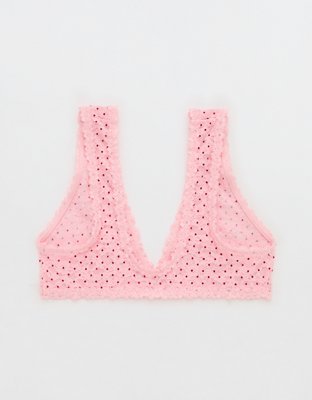 Show Off Flocked Vintage Lace Plunge Bralette