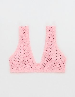 Show Off Flocked Vintage Lace Plunge Bralette