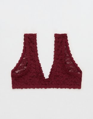 Show Off Flocked Vintage Lace Plunge Bralette