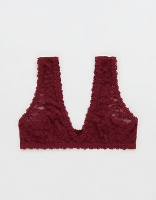 Show Off Flocked Vintage Lace Plunge Bralette