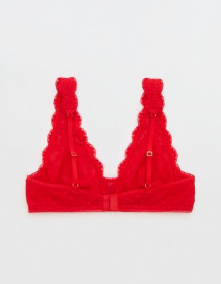 Бралетт Show Off Chenille, глубокий вырез, кружево — Aerie, цвет: Яркий красный — фото 4